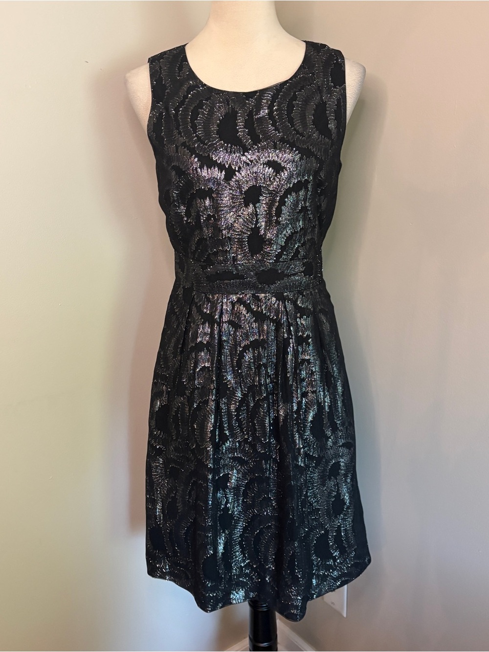 Vivienne Tam Black Metallic Jacquard Mesh Overlay Formal Dress Vintage Y2K Sz 4